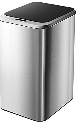 QUSYZD Poubelle Intelligente à Induction, Poubelle Automatique en Acier Inoxydable, Poubelle de Cuisine étroite avec Couvercle, Poubelle de Salle de Bain sans Contact, Argent 12 L,Silver-12L