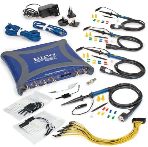 Pico Technology PicoScope 3415E Mixed Signal Oscilloscope 4 Channel + 16 Digital 100 MHz with 5 GS/s Portable USB MSO Lab Kit with Probes & PS7 Software