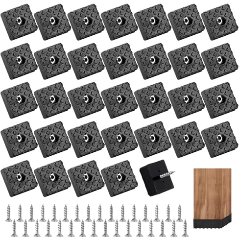 SPOKKI 32 Gummifüße Schraubbar Quadratisch Anti-Rutsch Gummipuffer mit Schraube Quadratisch Fußkappen für Gartenstühle für alle Arten von Möbeln rutschfest halten von nassen Böden fern schützen Möbel