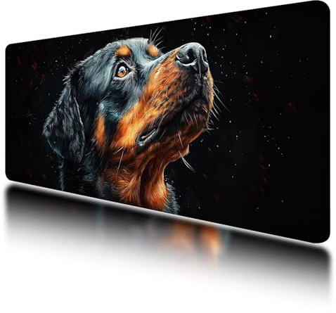 Tapis de Souris de Jeu, Tapis de Souris XXL Noir 800 x 300 mm, sous Main Bureau avec Coutures sur Les Bords, Mouse Pad Chien Imperméable Antidérapant pour Accessoire Bureau, pour Gamer, PC, -747