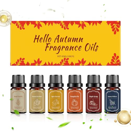 Quzente Herbst-Duftöl, Duftlösung, sicheres Herbst-Duftöl-Set, für Winter, Weihnachten, Halloween, Zuhause, Auto, Seife, Schlafzimmer, Wohnzimmer, Spa