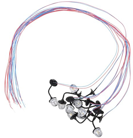 ZYNCUE 10-teiliges LED-Wandleuchten-Set für Modelleisenbahnen der Größe H0, warmweiße Stahl-Laternenmasten, 3 V AC/DC, 20 mA pro Lampe