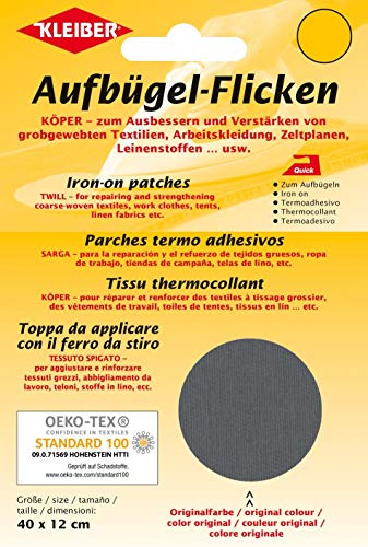 Kleiber 33001 Köper Bügelflicken, dunkelgrau