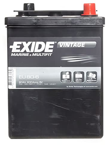 BATERÍA 6V/80AH - 600 CCA - EXIDE VINTAGE EU80-6
