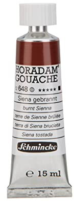 Schmincke - Horadam Gouache, Siena gebrannt, 15 ml-Tube, 12 648 006, feinste Gouache, natürliche Deckkraft, höchst pigmentiert, farbintensiv und matt