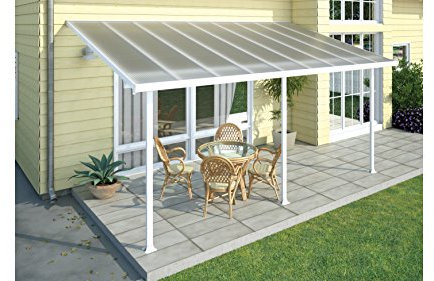 Palram Hochwertige Aluminium Terrassenüberdachung, Terrassendach 300x546 cm (TxB) - weiß inkl. Befestigung