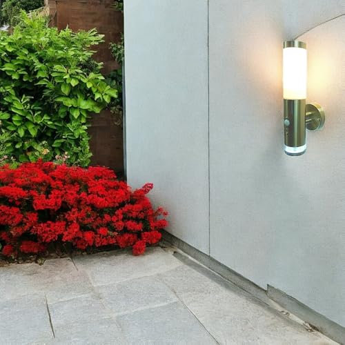 Dapo® LISA hochwertige Edelstahl-Außen-Wandleuchte, Bewegungsmelder, Dämmerungssensor, IP44 (Lisa 2- Wand)
