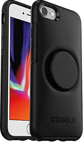 OtterBox für Apple iPhone SE (2nd gen)/8/7, Schlanke Schutzhülle mit integriertem PopSockets PopGrip, Otter + Pop Symmetry Series - Schwarz, 77-61655, iPhone 7/8/SE 2020