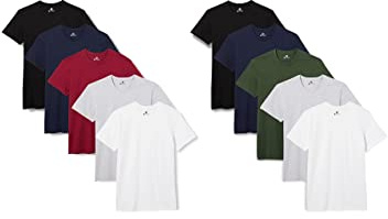 Lower East Basic Rundhals T-Shirts für Herren 10er Pack aus 100% Baumwolle I Herren T-Shirt in vielen Farben L Schwarz, Dunkelgrün, Dunkelblau, Hellgrau Melange, Weiß, Dunkelrot