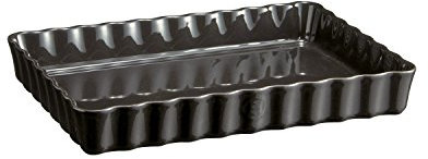 Emile Henry EH796038 Tourtière Rectangulaire, Céramique, Noir Fusain, 33, 5 x 24 x 5 cm