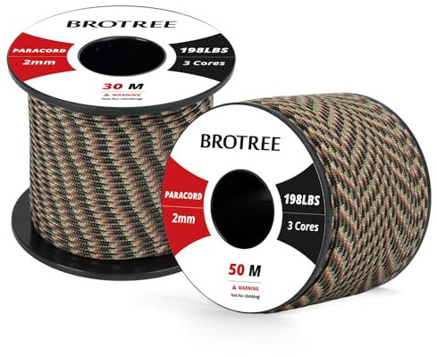 Brotree Paracord 2mm 30M 100% Nylon Seil mit 3 Kern Schnur für Outdoor, Armband, Hundeleine - Bruchlast 90kg (Bionisch Tarnung)