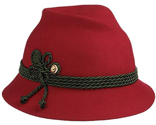 Lodenhut Manufaktur Dirndl-Hut Damenhut Trachtenhut Wollfilzhut (One Size - rot)