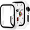 Miimall Glas Schutzfolie Kompatibel mit Apple Watch Series 3 / Series 2 38mm, PC Schutzhülle + Displayschutz, Ultra Dünn Vollschutz Anti Kratzfest Hülle für Apple Watch 38mm - Weiß