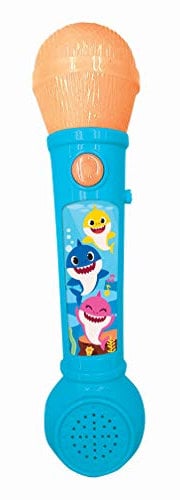 LEXIBOOK, Baby Shark, Micrófono para niños, Juego de Juguete Musical, Altavoz Incorporado, Efectos de luz, melodías de demostración Incluidas, Azul/Naranja, MIC80BS