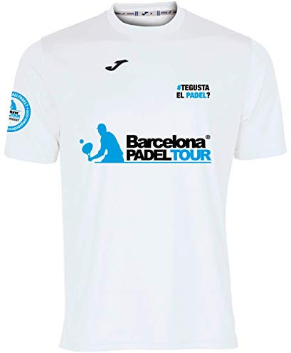 Barcelona Padel Tour - Te Gusta EL pádel - Men's T-Shirt with Short Sleeves - Padel Soft Touch & Quick Dry - Sportswear (DE/NL/SE/PL, Alphanumerisch, L, Regular, Regular, Weiß)