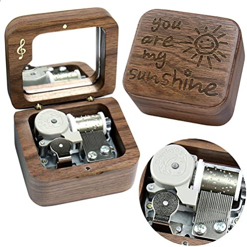 Sinzyo You Are My Sunshine Spieluhr aus Walnussholz Vintage Spieluhr Geschenk für Weihnachten, Geburtstag, Valentinstag