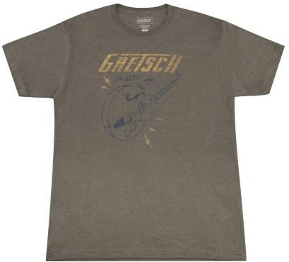 Gretsch® »LIGHTNING BOLT« T-Shirt für Musiker - 100% Baumwolle - Größe: M - Farbe: Braun