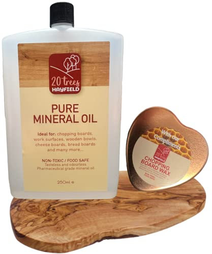 Pure Mineral/Chopping Board Oil 20 Trees 100% Food Safe 250ml & Free Wax