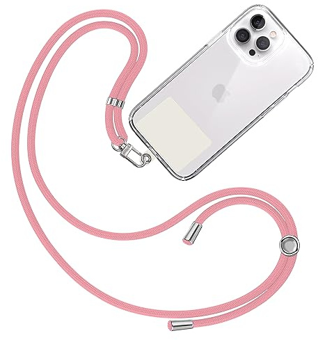 TBOC Cordón Correa Cuerda Universal para Colgar Funda del Teléfono Móvil en Cuello - Cinta Cadena Colgante con Parche [Blanco Ice] de Plástico - Cuerdas Colgador Lanyard con Enganche Porta Móviles