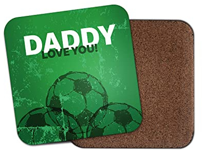 1 x Untersetzer Daddy Football – Love You Green Daddy Vatertag Geburtstag Geschenk #70748