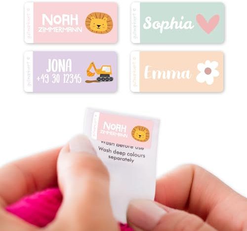Gutmarkiert – Personalisierte Namensaufkleber für Kinder Kleidung – Langlebige Namensetiketten für Kinder – Personalisierbare Textilaufkleber – einfach anzubringen – 40 Stück 26x12mm – Ocean