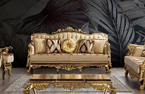 JV Möbel Dreisitzer Sofa 3 Sitzer Barock Rokoko Couch Luxus Sofas Stoff Textil Design