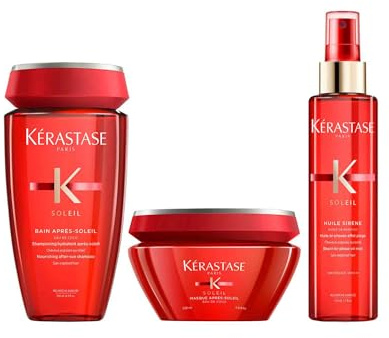 KÉRASTASE - Routine Soleil Pour Tous Types de Cheveux - Hydrate & Protège Des Rayons UV, Du Chlore, Du Sel & Du Sable - Eau De Coco & Vitamine E
