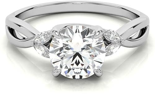 Molioaki Verlobungsring Damen Gold mit Platin Uberzogen Eheringe Damen mit Vier Marquiseschliff Zirkonia Diamantring mit 1 Karat Brillantschliff 5A Zirkon ring Verlobung Hochzeit Geschenk mit CZ-50