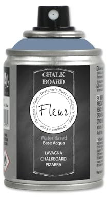 FLEUR DESIGNER'S PAINT | Colore all'Acqua, Trasforma Qualsiasi Superficie in una Lavagna, Fleur Spray Lavagna F63, Colore Copenaghen Blu, Formato 100 ml