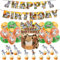 POMNUG Esel Geburtstag Party Supplies Esel Party Dekoration Kit Mit Netten Esel Geburtstag Banner Kuchen Topper Cupcake Toppers Ballons, POMNUG-AB08
