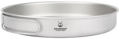 SILVERANT Camping-Teller, Titan-Pfanne, Teller mit Griff und Netztasche, groß, wiederverwendbar, ultraleicht, für Camping, Outdoor, Rucksackreisen (1000 ml)