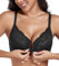 DotVol Damen Große Größen BH Vorderverschluss Floraler Spitze Unterwäsche Ungepolster Alltag T-Rücken Bra(Schwarz, 95D)