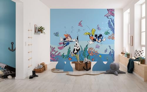 Disney Papier peint photo non tissé Motif Mickey et Minnie Coral Reef – Dimensions : 300 x 250 cm – Pour chambre d'enfant
