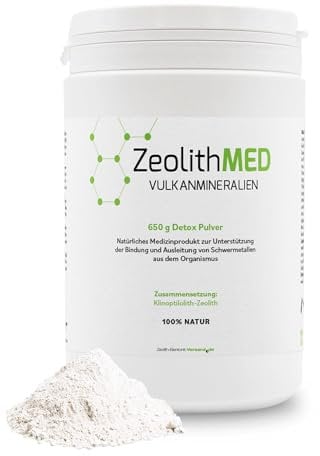 Zeolith MED Detox-Pulver, Medizinprodukt, Apothekenqualität, Vergleichssieger, Entgiftung von Schwermetallen, Entgiftungskur, Vulkanmineralien, Heilerde, Darmreinigung (650g)
