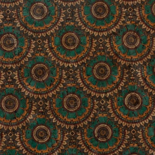 Korkstoff CORCOON | Mandala, grün | ab 0,5 m | Meterware