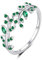 MASOP Ring Sterling Silber 925 Zweig Blatt Verstellbar Offener Ringe Grün AAA Zirkonia Sterlingsilber Klein Schmuck Geschenke für Damen Frauen Freundin Mädchen Schwester Mutter Geburtstag