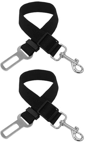 2 Cinture di Sicurezza Regolabili per Cani, Nere - Adatte per Cani di Piccola e Media Taglia e Vari Modelli di Auto
