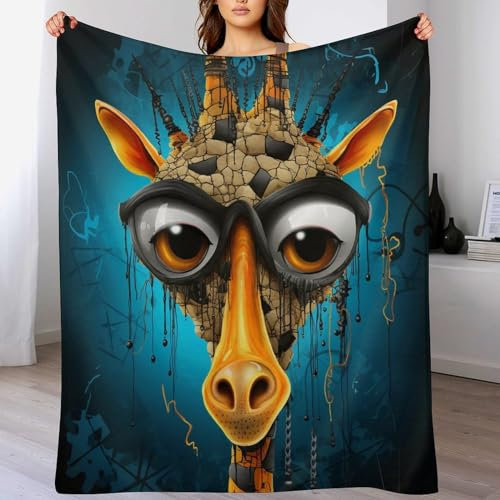 Girafe Animale Plaid Couverture Polaire, Couverture Polaire Haute Qualité en Flanneladaptée Aux Canapés Et Aux Lits - Chaud, Épais, Durable, Facile À Entretenir(150×200cm)