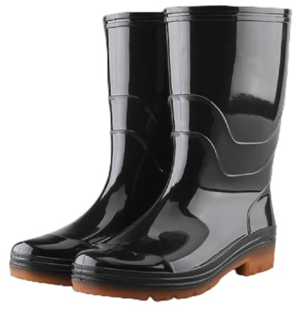 Stivali da pioggia da uomo alti, in gomma da uomo, 43 vele, impermeabili, con suola piatta, antiscivolo, resistenti all'usura, comode, per il tempo libero, in pelle, a, 44 EU