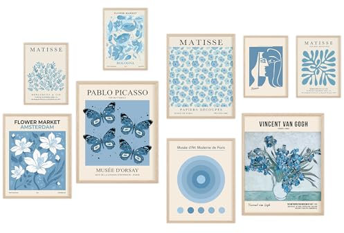 Blaue Wandkunst-Posterdrucke, Matisse-Wanddekoration für Schlafsaal, Schlafzimmer, trendige ästhetische Bilder für Teenager, Jungen, Mädchen, Maximalismus-Poster, Wanddekorationen