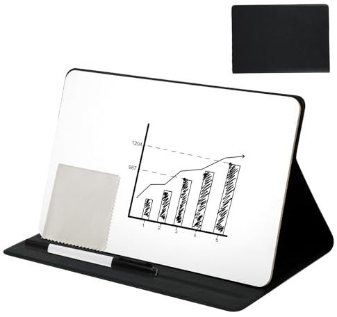 Portable Small Whiteboard A4, Mini Reusable Dry Erase Board with Stand with Marker Wipe Cloth Magnetic Dry Erase Board and Pen for Children's Drawing Office Meeting Business Home
