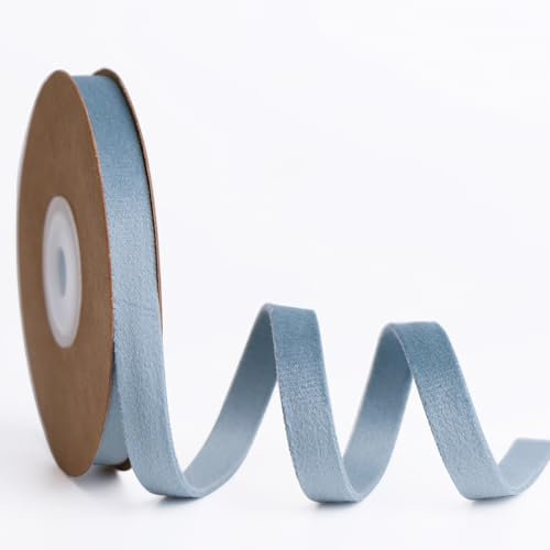 BYZANDQI Samtband 5m x 1cm Samt Dekoband Set Schleifenband Schmuckband Geschenkband Weihnachten (Staubiges Blau)