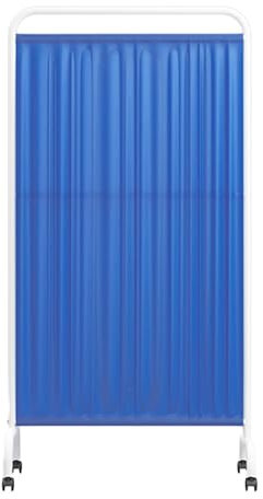 DLAZUM Mobiler medizinischer Sichtschutz-Raumteiler, stehende Türtrennwand für Station/Schönheitssalon/Gesundheitspavillon, klappbarer Eisenrahmen, blaues Nylon-Seidengewebe (Dunkelblau-Hellblau-3-