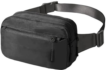 Sdhgerh Vielseitig Bauchtasche Herren Damen Wasserdicht Stylische Gürteltasche Sport Hüfttasche 4 Fächer für Alle Outdoor Aktivitäten Geeignet Schwarz 20x4x14 cm