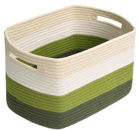 Geflochtener Aufbewahrungskorb grün – Rechteckig, 38×26×24 cm, Klein & Stabil für Badezimmer, Kinderzimmer & Spielzeug