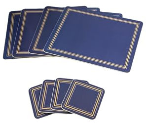 Sets of 4 Placemats with 4 Matching Coasters (Blue Placemat and Coaster Set)