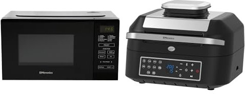 Emtronics Kitchen Set 6.3L Air Fryer Health Grill & 20L Microwave Grill Black