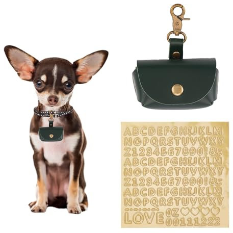 NICENEEDED Dark Green Wedding Ring Bearer Pouch for Dog Collar, PU Leather Wedding Ring Box Couple Ring Holder for Pets, Wedding Ring Storage Box for Proposal Engagement Wedding