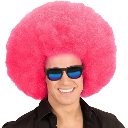 Hatstar XL Afro Perücke | Kraushaar Lockenkopf Perücke | Rasta Afroperücke | Kostüm Hippie Accessoire für Karneval und Fasching (pink)