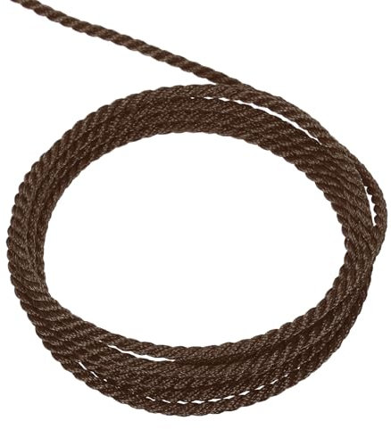 sourcing map Twisted Cord Trim, 11 Yard 2mm 3-Ply Twine Braided Rope Shiny Thread String for Craft Gift Bag Curtain Christmas Decor, Brown - 10m